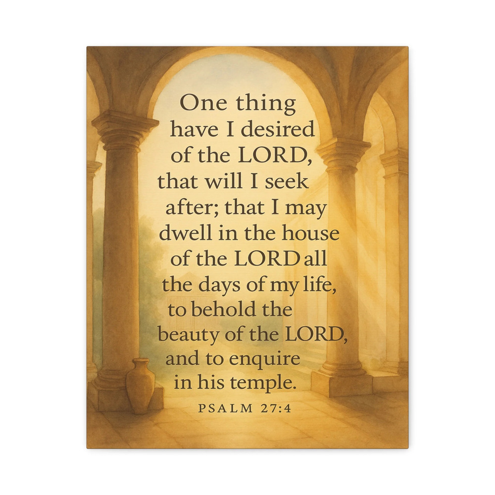 Bible Verse Canvas Psalm 27:4 Wall Art Scripture Ready to Hang Faith Print